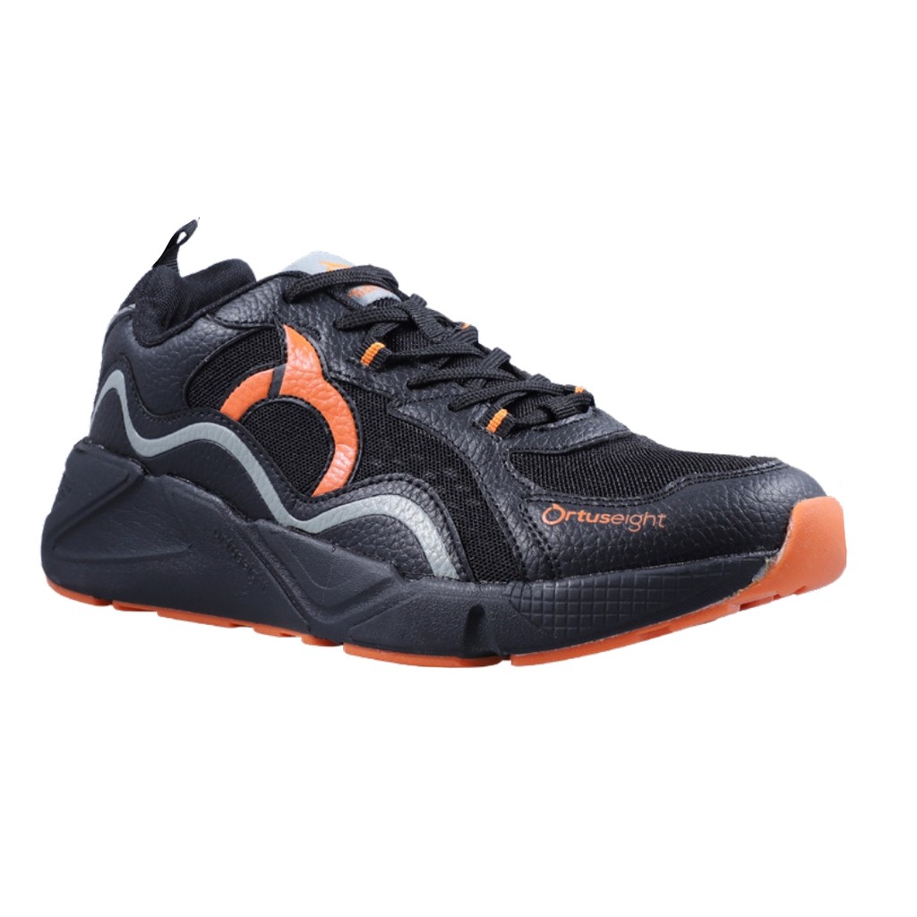 SEPATU SNEAKERS RUNNING CASUAL ORTUSEIGHT WAVEZ - BLACK ORTRANGE  (100% ORIGINAL)