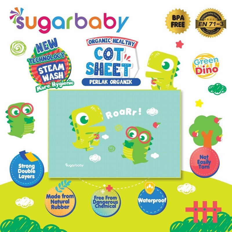 Perlak Bayi Sugar Baby Organic Healthy Cot Sheet Organik Motif 90x60cm Perlak Ompol Bayi