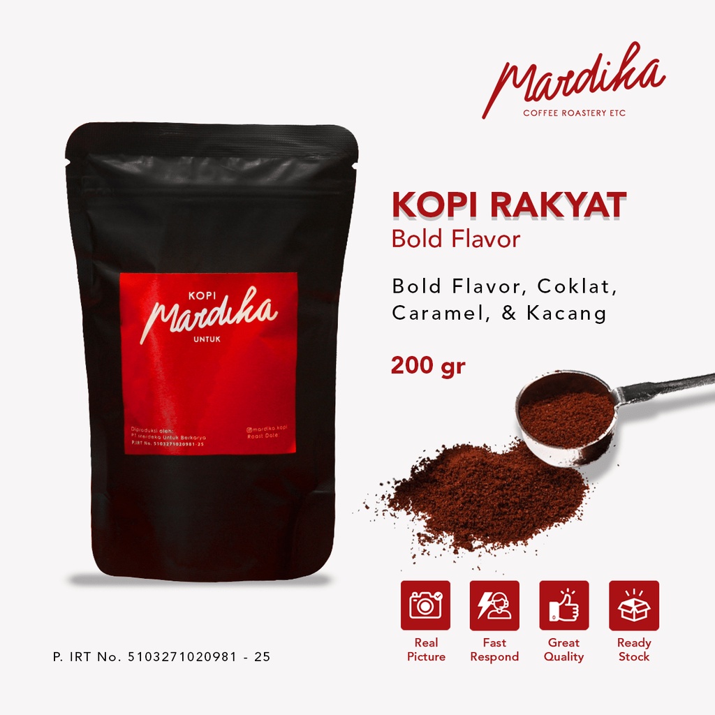 

Kopi Rakyat Robusta 200 Gram Original - Mardika Coffee Roastery (sudah digiling halus)