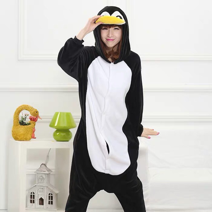 BAJU ONESIE PENGUIN HITAM KOSTUM PIYAMA PESTA