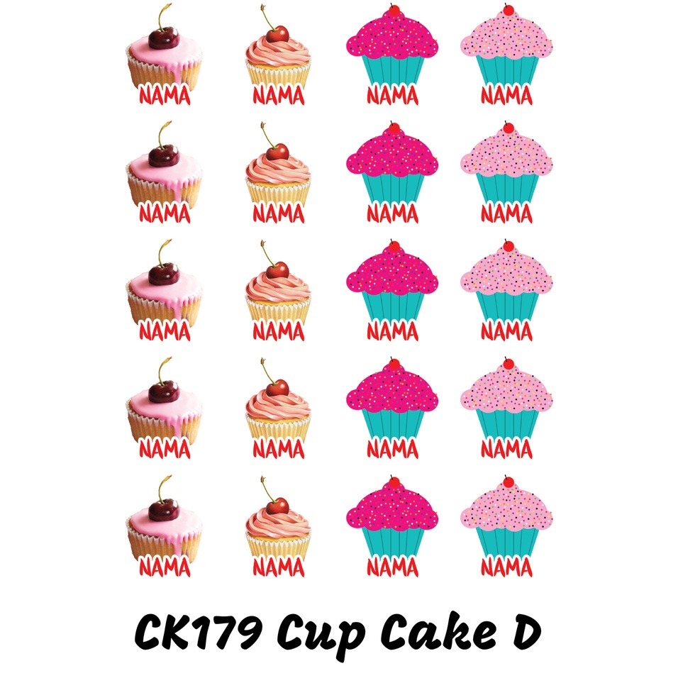 

Sticker Nama Cutting Label Waterproof Tahan Air Cup Cake D (CK179)