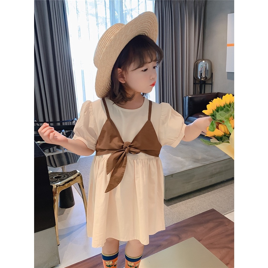 babyfit baju dress cantik dengan vest tali pita cantik import sc-822