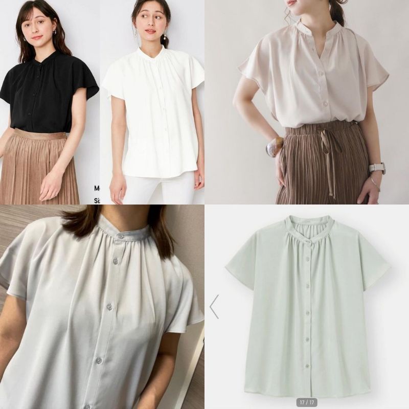 GU Uniqlo Flutter Slevee Blouse Short Slevee Blouse Wanita Casual Original Branded