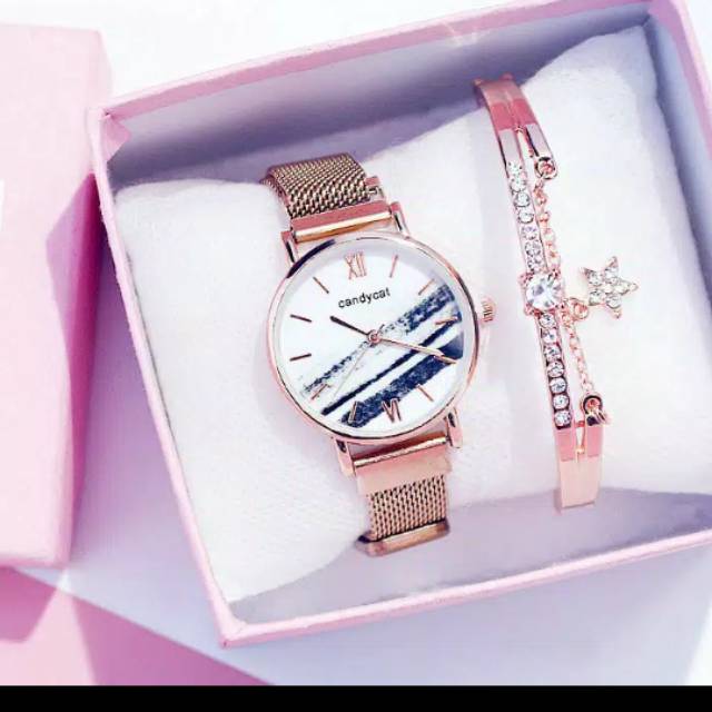 Jam tangan wanita dan pria - jam tangan fashion Korea - jam tangan tali magnet