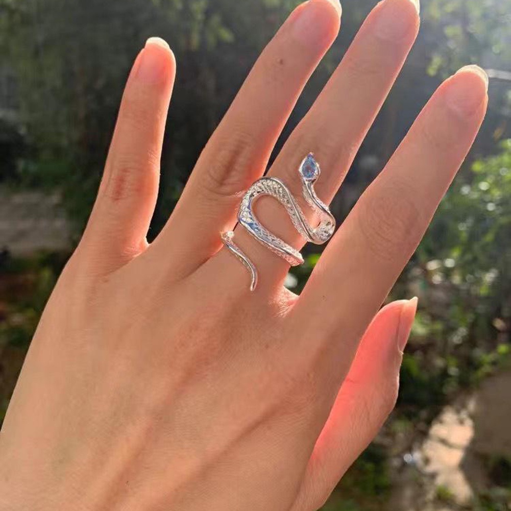 Cincin Terbuka Adjustable Model Ular Kobra Gaya Gothic Punk Eropa Untuk Unisex / Pria / Wanita