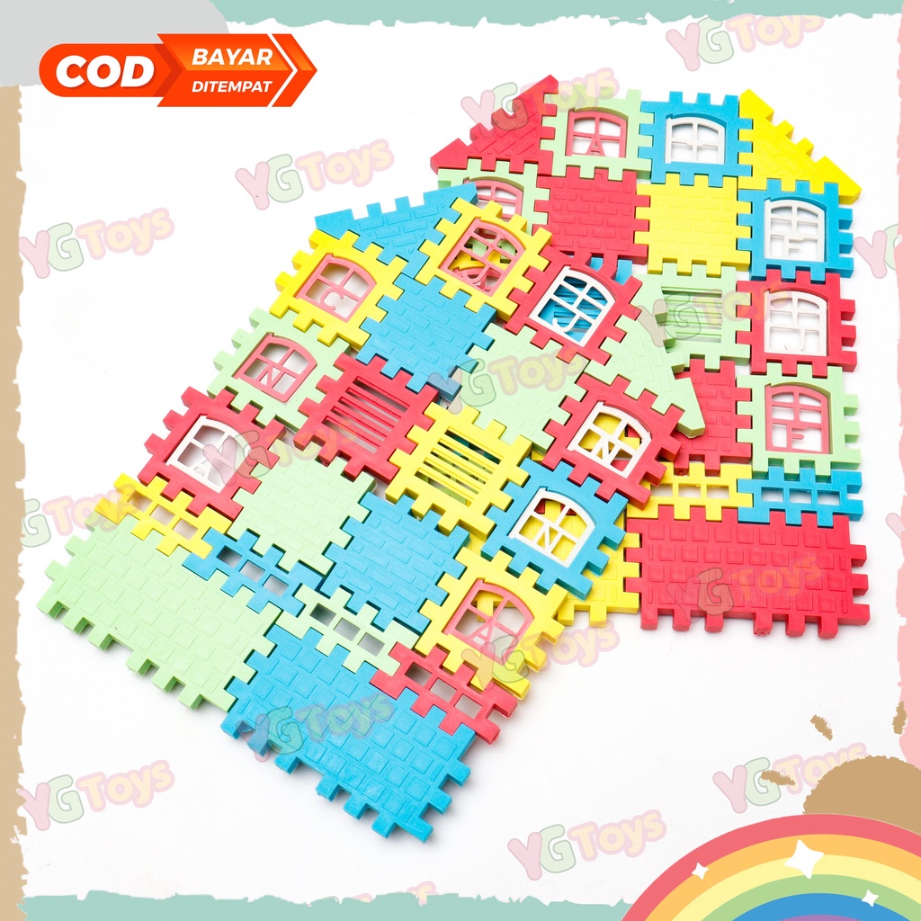 YGtoys Mainan Puzzle Rumah Susun Blok Balok Funny Block Edukasi SET 40 pcs