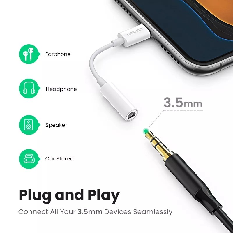 UGREEN Audio Converter Lightning to Jack 3.5mm MFI Certified iPhone