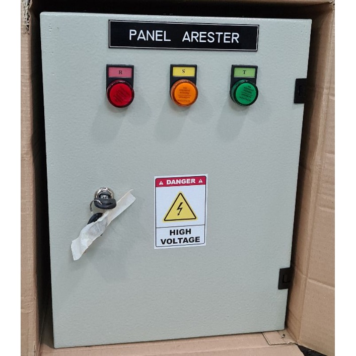 Panel Arester 6mcb 1p 25a, 1mcb 3p 30a, plus arester anti petir