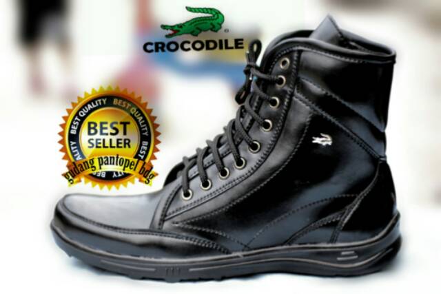 DM Sepatu Kulit SWEDIAN HITAM Original Formal Casual Kerja Kantor CROCODILE HIGH Cowok Santai