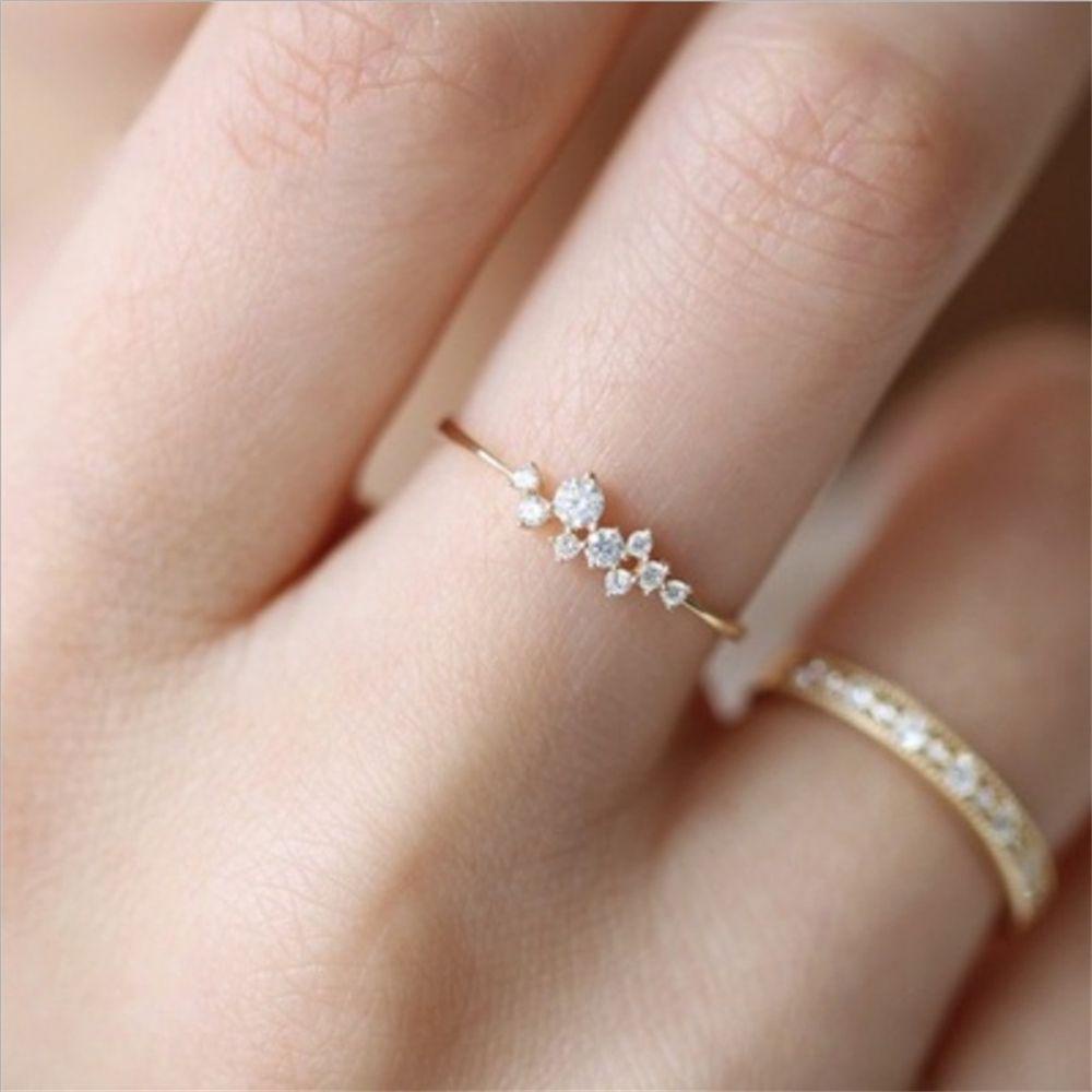 Cincin Zirkon Nanas Perhiasan Aksesoris Pernikahan Wanita Gadis Hadiah Kristal Berlian