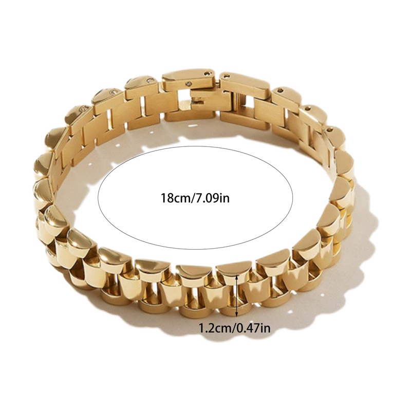 Gelang Bangle Bahan Titanium Steel Lapis Emas Gaya Hip Hop Untuk Wanita