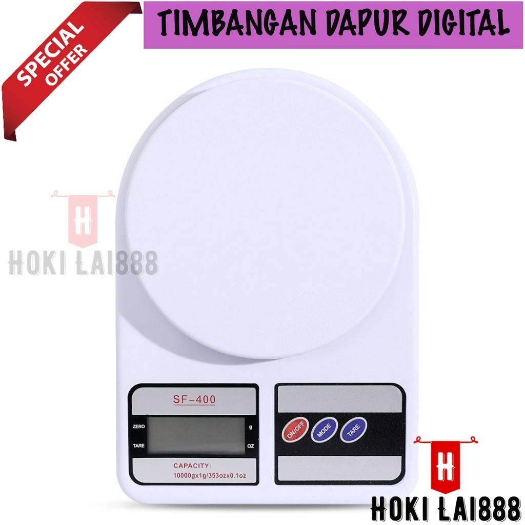 [HKL] TIMBANGAN DAPUR DIGITAL KAPASITAN 7 KG 10 KG / TIMBANGAN KUE / KITCHEN SCALE SF-400 FREE BATERAI