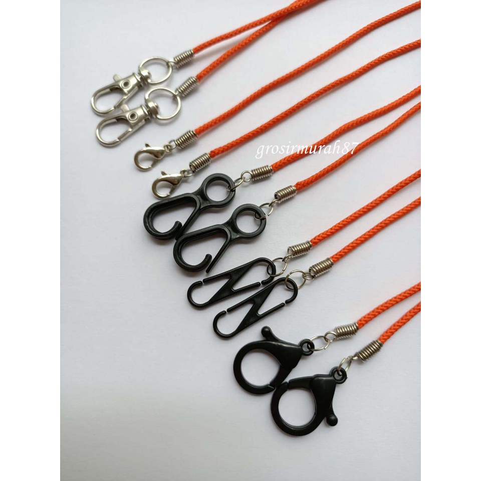 Tali masker dewasa lanyard kalung masker non elastis warna orange ready stok cantolan kokot cantolan besi atau plastik