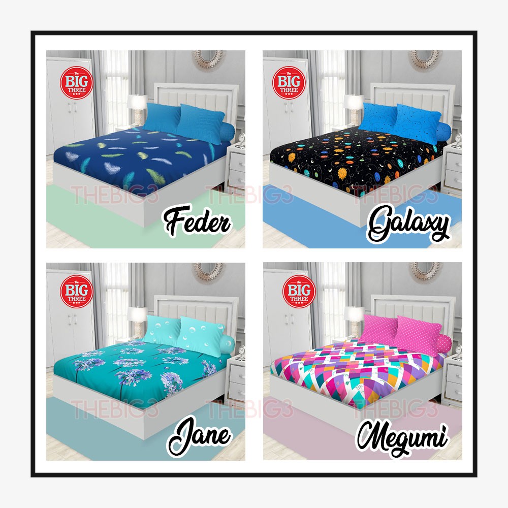 CALIFORNIA Sprei 180x200 / 160x200 motif Feder Galaxy Elba Megumi Vinca - King 180 Queen 160 SP