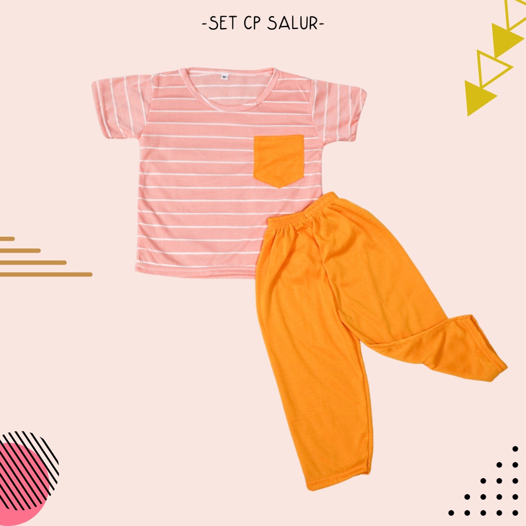 BabynKids - SETELAN POCKET KAOS + CELANA PANJANG MOTIF SALUR