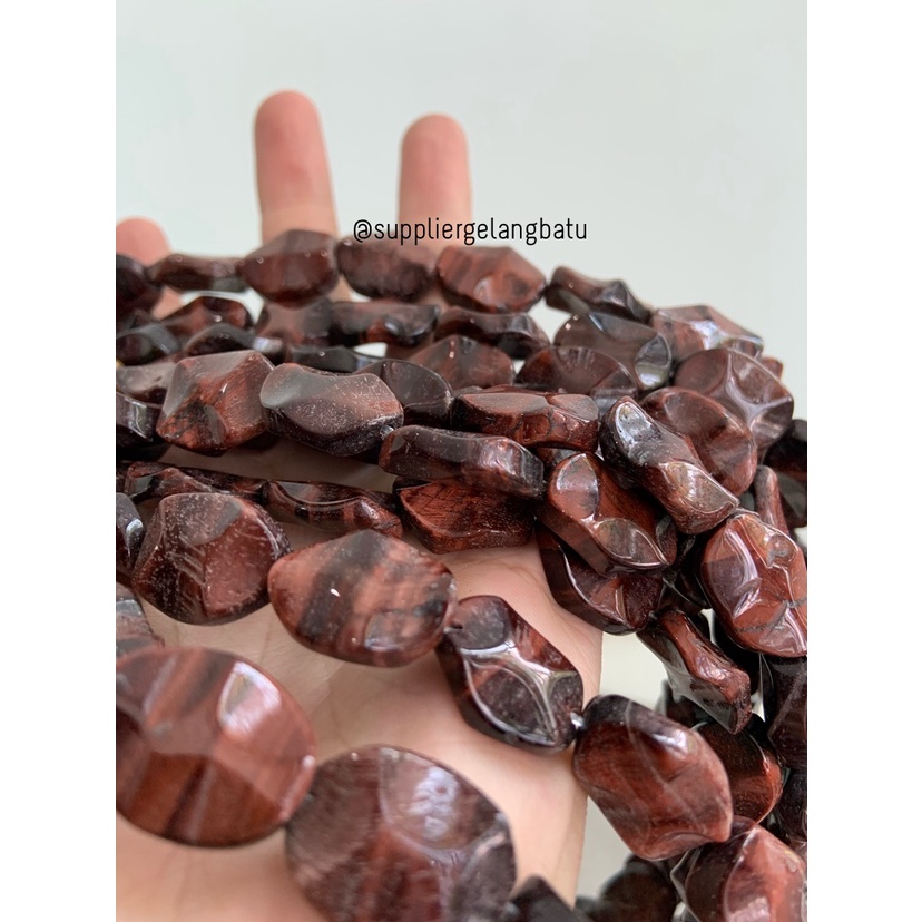 bongkah RED tiger eye RARE 20mm SUPER GRADE biduri sepah MERAH cutting COKLAT