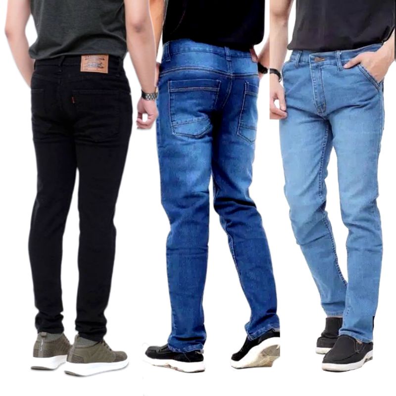 (PROMO) Celana Jeans Pria Panjang Slim Fit Bahan Stretch Melar Ukuran 27-38