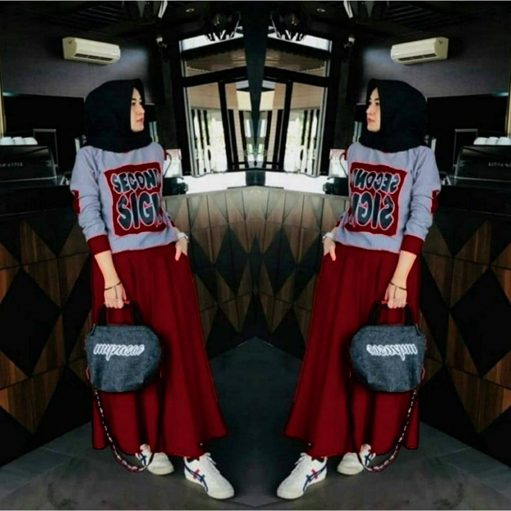 PCS SET ROK SIGN FE SETELAN ATASAN DAN ROK BAHAN BABYTERRY