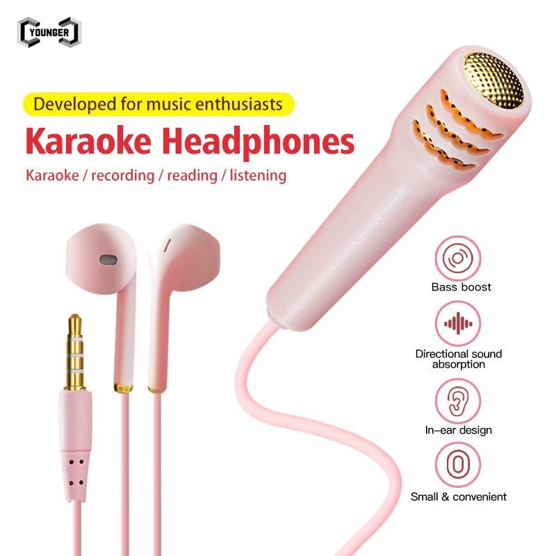 Headset Mic Karaoke Hifi Bass Mini Interface 3.5mm Kualitas Tinggi