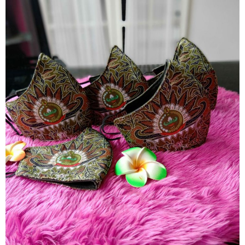 masker Batik Persit 3 ply / persit kartika candra kirana polos sablon/ bordir