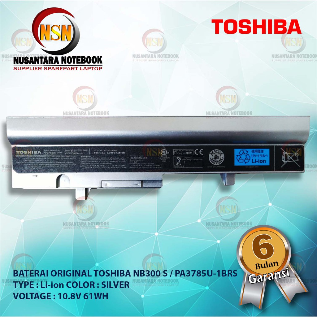 Baterai Original Toshiba NB300 S NB305 / PA3785U-1BRS SILVER 61WH