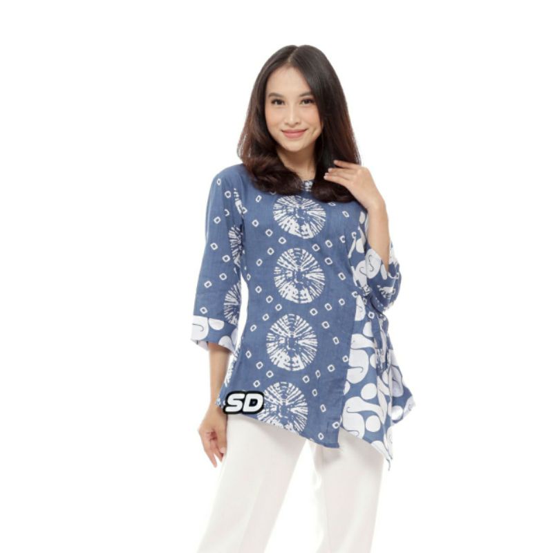 Baju Batik Wanita Modern Atasan Batik Kerja Wanita Blouse Batik Kantor Batik Kombinasi Seragam Batik M L XL XXL