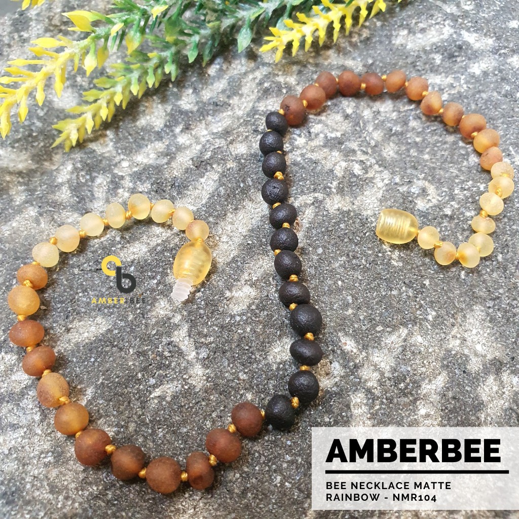 Kalung Amber Pereda Nyeri Tumbuh Gigi Bayi &amp; Anak Matte Rainbow NMR104 By Amber Bee