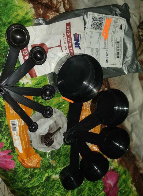 Sendok Takar Hitam, Sendok Takar, Sendok Ukur, Sendok Bumbu Dapur, Sendok Takar Isi 10 Psc