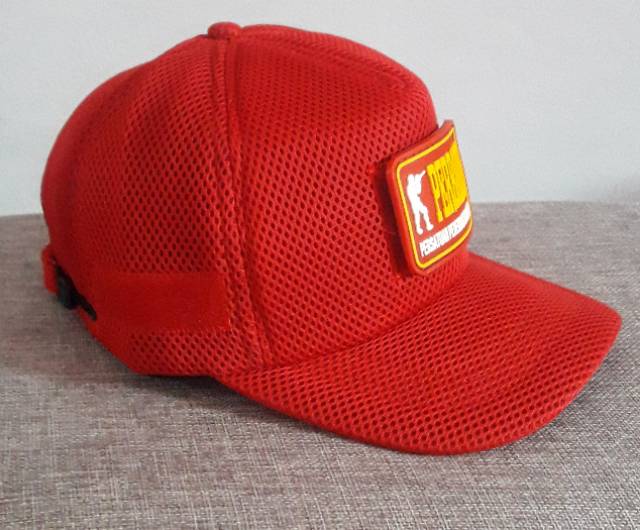 TOPI PERBAKIN - TOPI PERBAKIN VELCRO MERAH + PATCH