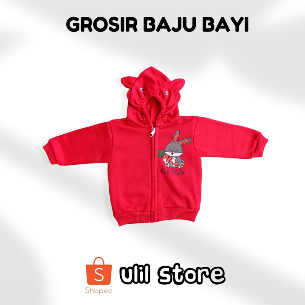 JAKET BAYI SWEATER BAYI HOODIE BAYI 3-18 BULAN MOTIF CUTE RABBIT-2