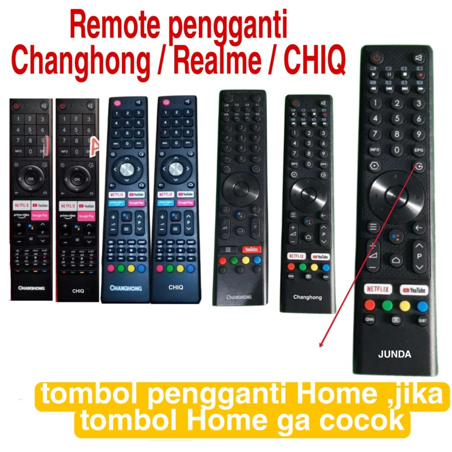 REMOTE REMOT LED JUNDA 801 COCOK DI CHANGHONG REALME SMART TV ANDROID