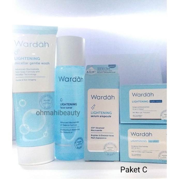 Wardah Paket Lightening Series - Paket Hemat (6pcs) (5pcs) (3pcs) - Skincare Wardah - Paket Wardah Lightening Series-Paket C Normal Skin