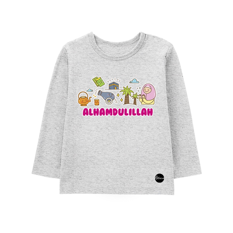 Aitana - Baju Kaos Muslim Lengan Panjang Tema Alhamdulillah Ready Bayi Anak Remaja Dewasa Bahan Katun Combed 30s