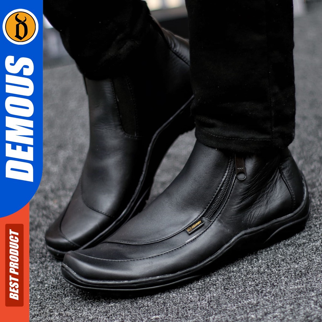 DEMOUS Cora - Sepatu Boot Pantofel Formal Kulit Asli Kerja Pria