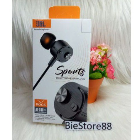 HEADSET JBL AT-088+ SUPORTY BASS IN EAR ROCK EARPHONE DESIGN SMARTPHONE EARPLUG MIC