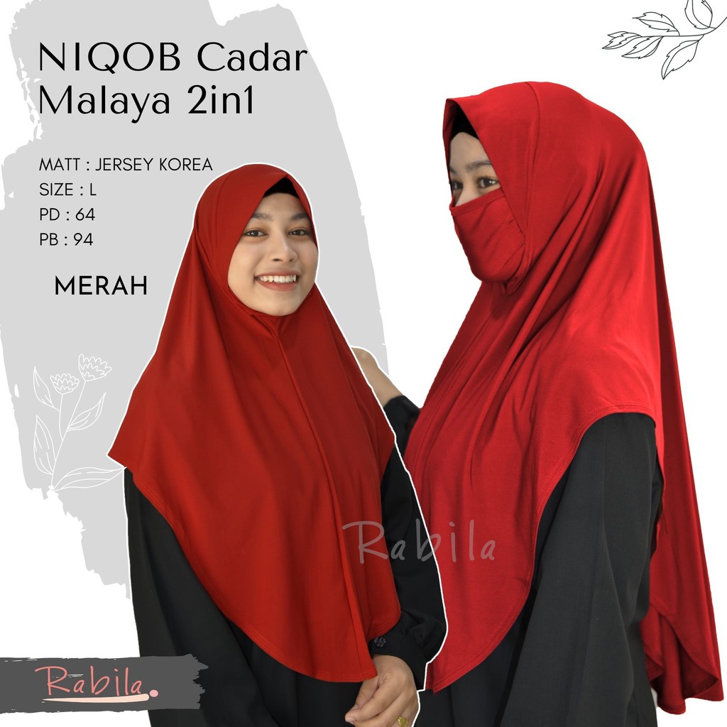 TOKODENAY - HIJAB MASKER - NIQAB MALAYA 2IN1 - BAHAN JERSEY - JILBAB WANITA MUSLIMAH - BEST SELLER