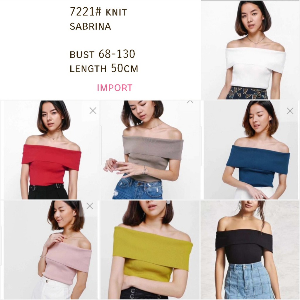 TERLARIS BLOUSE 7221 KNIT SABRINA 3M THREE M TM GROSIR Fashion Wanita MURAH IMPORT TERJANGKAU