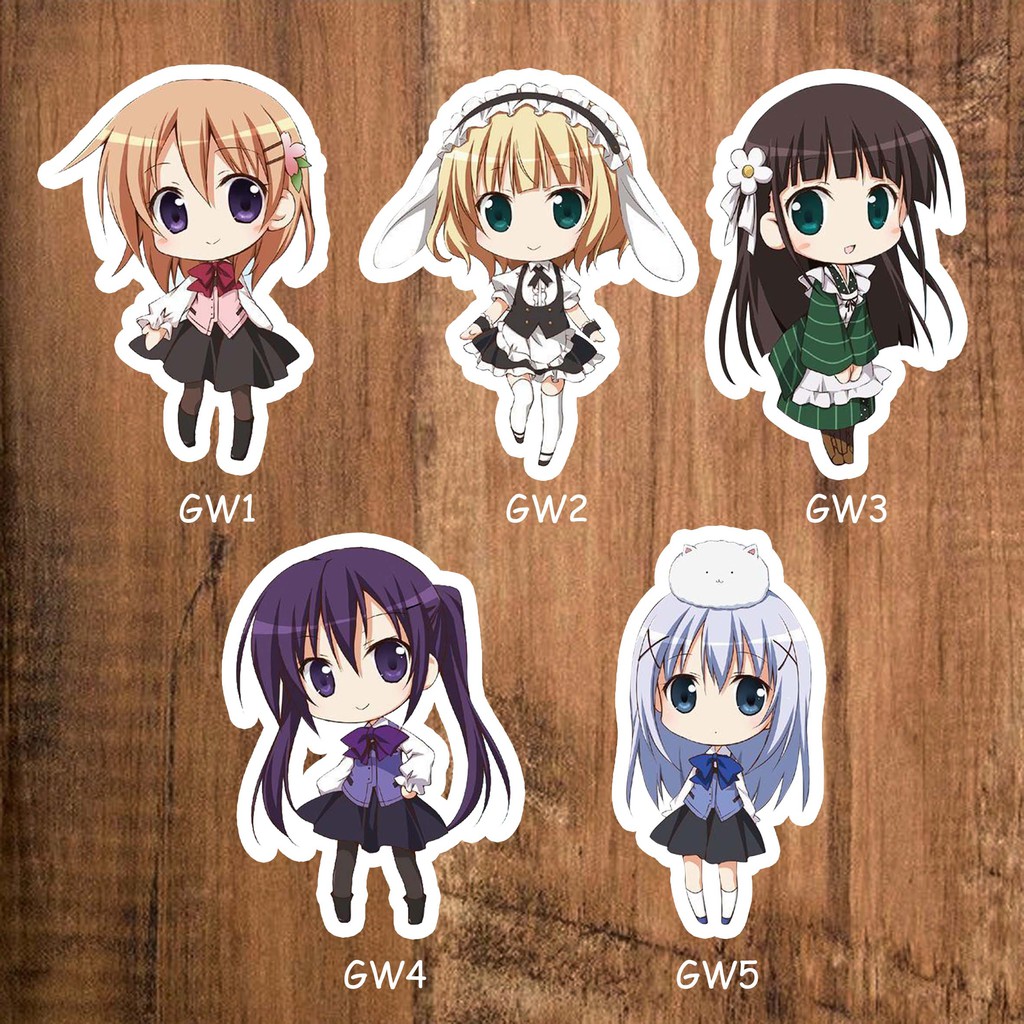 Sticker Stiker Anime Lengkap Gochumon Wa Usagi Desu Ka Seri 1