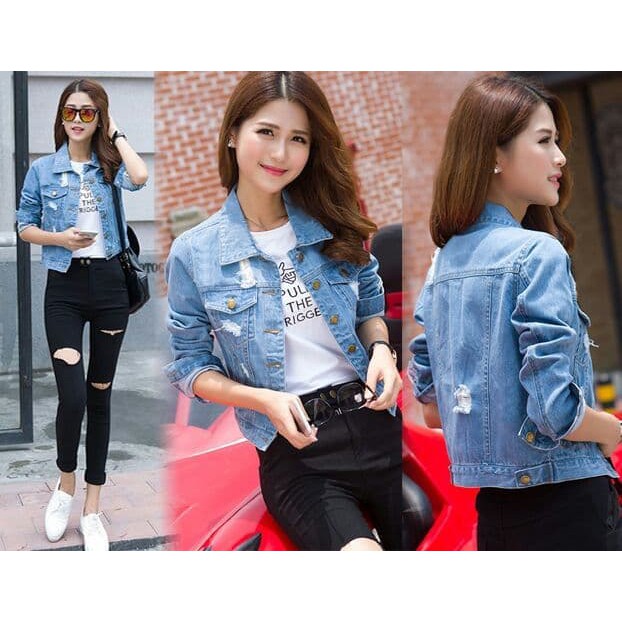 Jaket wanita jeans cropped levis pendek Biru Muda All Size JW 85 i