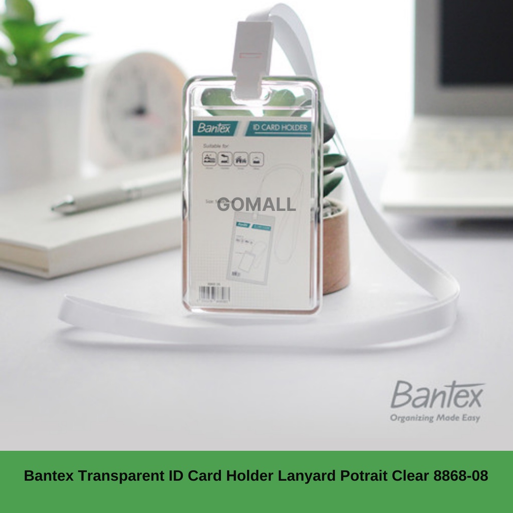 

Bantex Transparent ID Card Holder Lanyard Potrait Clear 8868-08