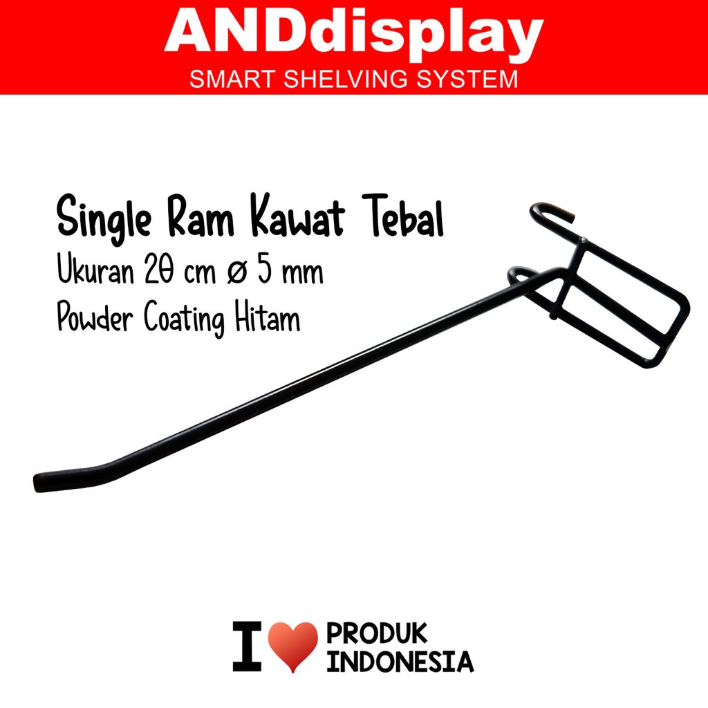 SINGLE RAM 20 CM HITAM TEBAL GANTUNGAN CANTOLAN RAM AKSESORIS DISPLAY ANDDISPLAY