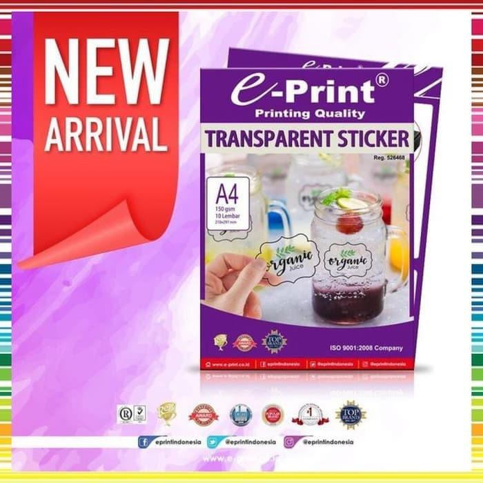 

Kertas / Kertas Sticker Eprint Transparant Sticker A4 150Gsm 10Sheet