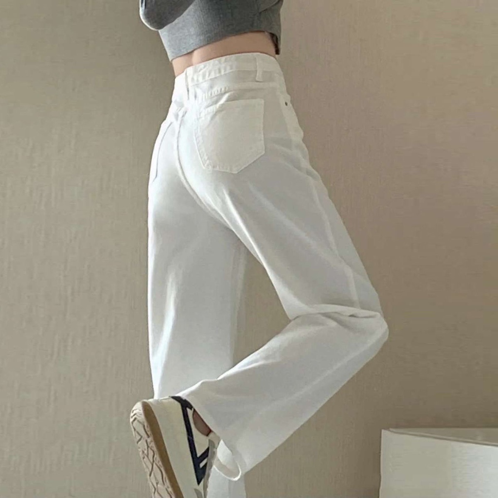 new straight longgar high waist celana jeans panjang wanita