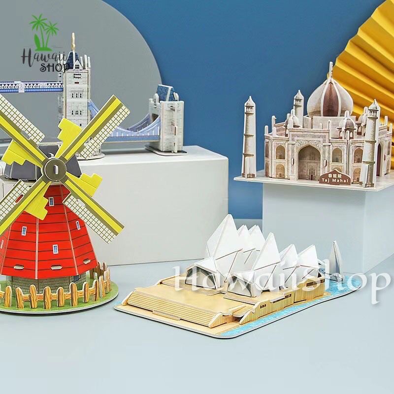 Puzzle 3D DIY bahan foam &amp; paper Tourist Attraction mainan puzzle edukasi anak (kado,pajangan,dekorasi)