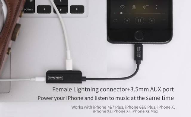 Nillkin Rock Power Aufio Adapter Lightning ke to lightning jack 3.5 mm