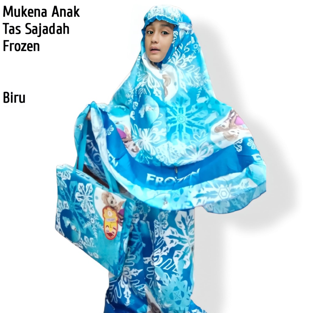 mukena anak karakter frozen tas sajadah tebal/bahan katun berkualitas  dan bisa bayar ditempat/COD