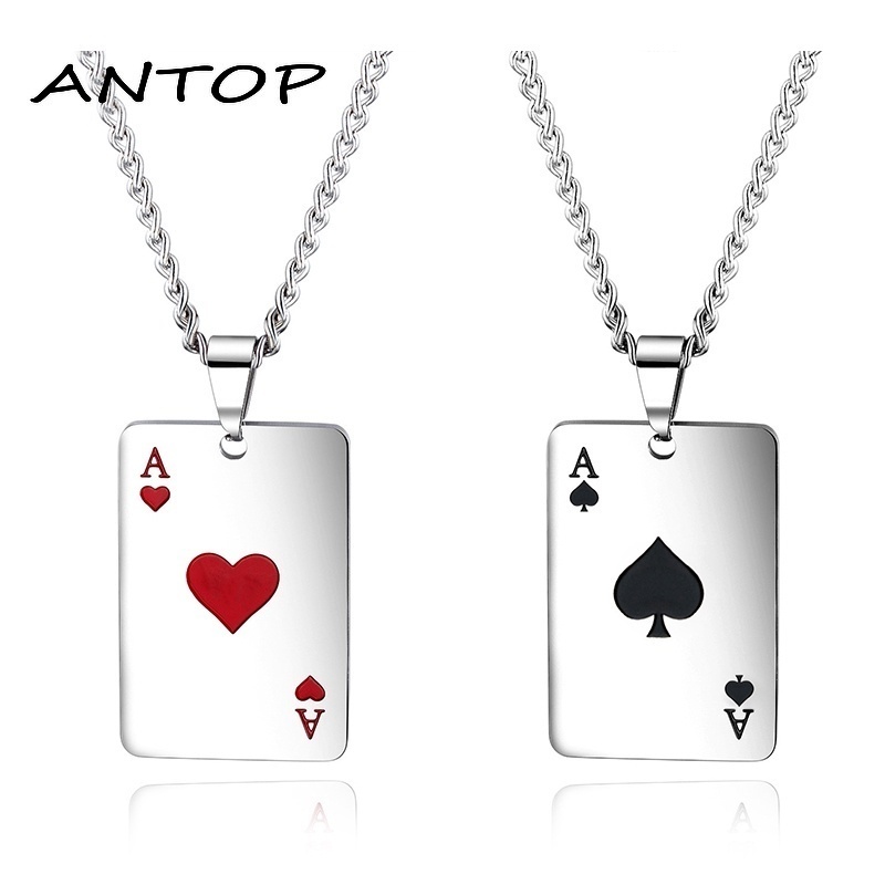 Korea Fashion Poker Kalung Bentuk Hati Kalung Pasangan Wanita Pria Perhiasan Aksesoris ANTOP