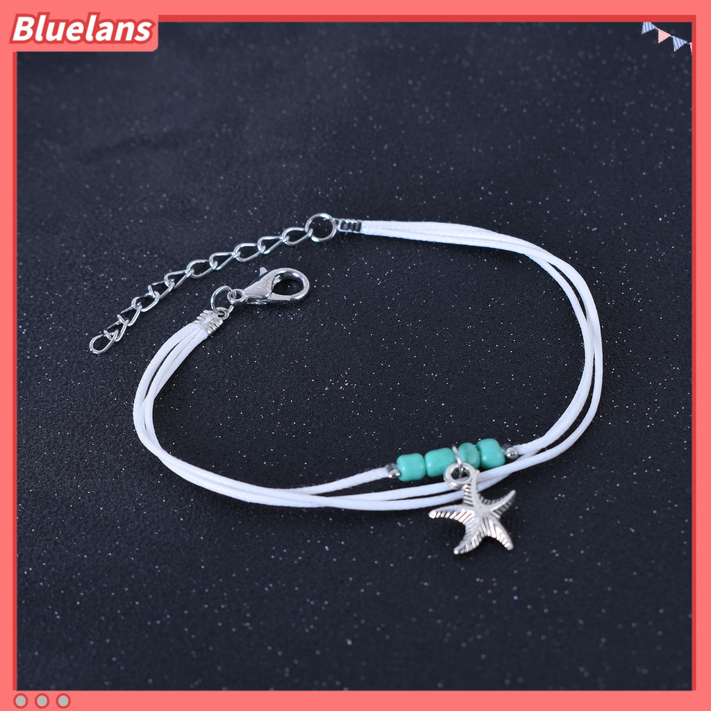 Bluelans Boho Multi-layer Sea Star Pendant Beads Adjustable Anklet Women Jewelry Bracelet