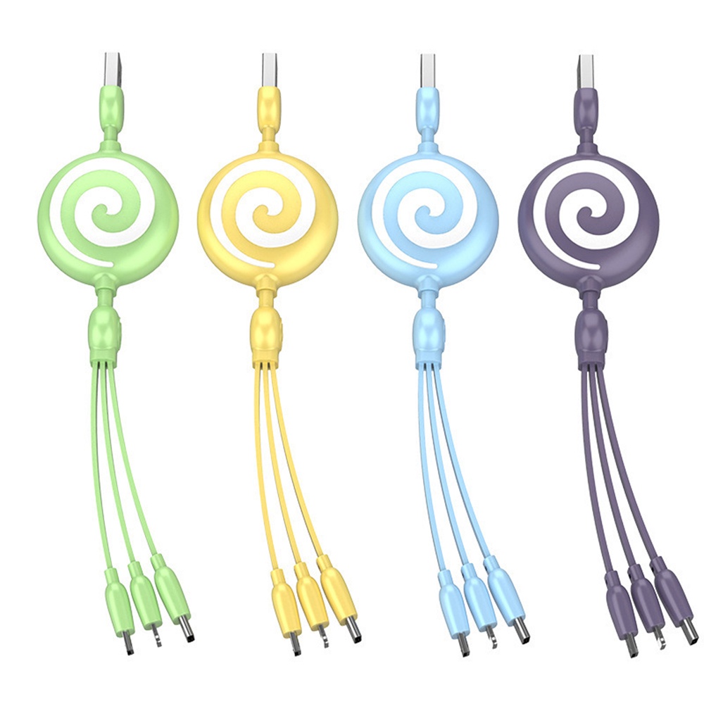 3in1 Kabel Data / Charger USB Tipe c Bahan Silikon Untuk iPhone / Android