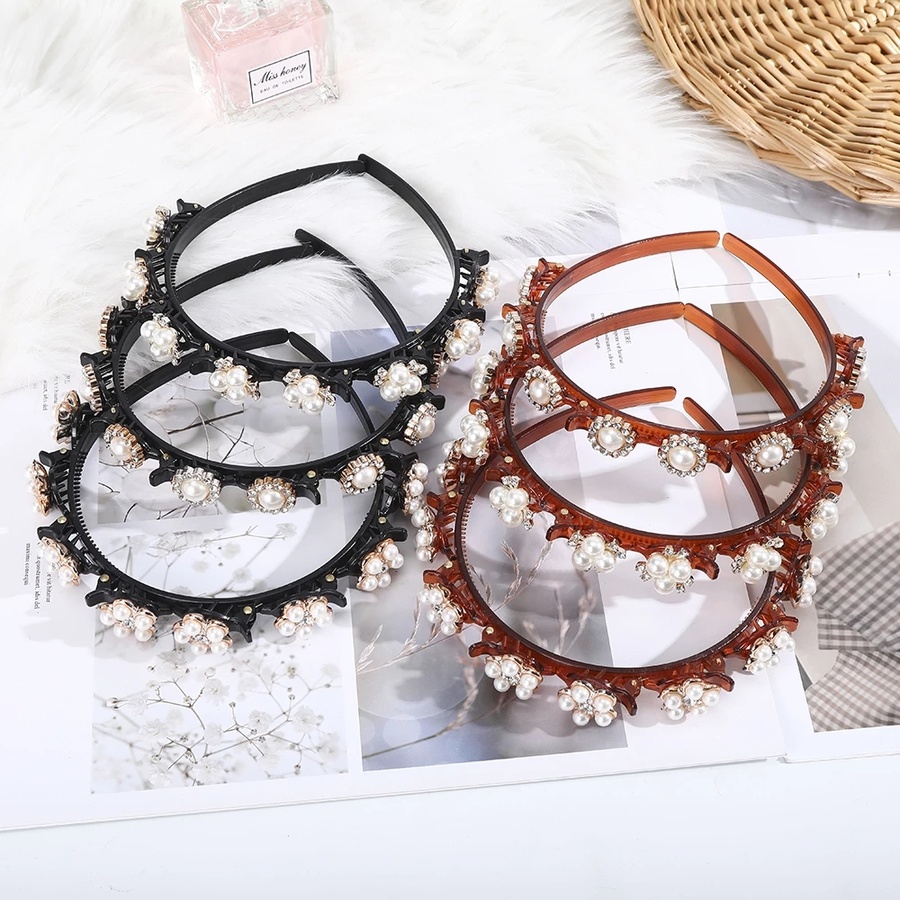 Koean New Crystal Pearl Headband Lady Plastic Flower Sweet Hairband Girl Hair Accessories